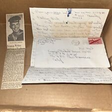 1945 Love Letter from Wife Post WWII to US Navy Ensign with Tokyo News Clipping picture