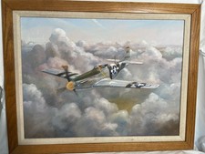 OIL PAINTING - THE FLYING UNDERTAKER - CAPT WM A SHOMO - MEDAL OF HONOR WINNER