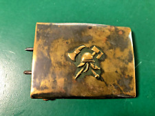 estate finds early police or fire brass German WW2 belt buckle with axe & helmet picture
