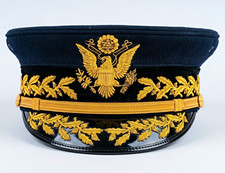 US Military General Officer Dress Cap Gold Bullion Peak Hat WWII Style Uniform