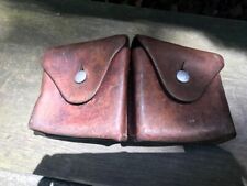 Swiss Army Military Belt 2 Compartment Leather Ammo Pouch 1952 picture