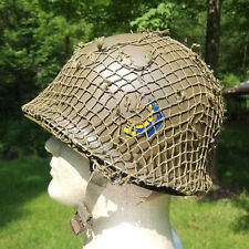 Painted WW2 WII US M1 Helmet Front Seam Netting 46th Infantry Division Michigan picture
