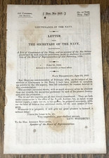 1832 Letter Secretary Of Navy, List of Lieutenants In Navy & Their Sea Service