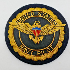 United States Navy Pilot Shoulder Crest Bullion Patch Black & Gold    AL picture