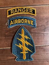 Original Vietnam Early SF Special Forces Cut Edge SSI Patch Teal Tab Ranger Tab picture