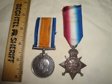 WWI BRITISH ARMY SILVER WAR MEDAL & 1914-15 MONS STAR MEDAL, NAMED, ORIGINAL picture