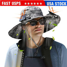 Wide Brim Solar Fan Outdoor Fishing Hat, Fan Hat Solar Powered - US picture