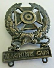 WW11 WW2 MILITARY MACHINE GUN STERLING SILVER AWARD TARGET WREATH UNIFORM PIN picture