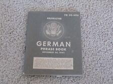 Original 1943  WWII US German Phrase Book TM 30-606 Dated Nov. Restricted picture