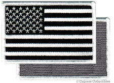 AMERICAN FLAG EMBROIDERED PATCH BLACK WHITE USA US w/ VELCRO® Brand Fastener picture