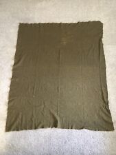 Vtg US Army Wool Blanket U.S Military Olive Drab  72”x60” Old 100% Wool 60s 70s picture