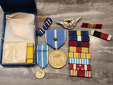 Korean War Medals USMC COMBAT AIRCREW BADGE STERING SILVER -DEFENCE MEDAL WRAPEP
