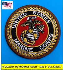 USMC US MARINE CORPS EMBROIDERED PATCH IRON-ON SEW-ON 3" ROUND APPLIQUE- HI QLTY