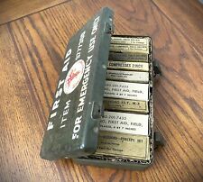 VINTAGE US MILITARY VEHICLE FIRST AID KIT w/ CONTENTS - WILLYS JEEP MB FORD GPW picture