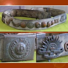WWI Souvenir German Military Belt + Buckle w 25 Insignias German US AU CA GB FR picture