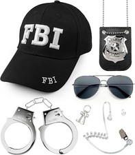 FBI & Police Costume Accessories Set, Detective Secret Agent Costume Kit ...
