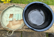 WW2 BRITISH ARMY ENAMEL WASH BOWL COMPLETE + 1944 DATED ISSUE COVER FROM FRANCE picture