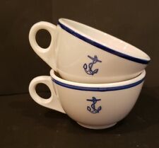 Pair  VINTAGE  US NAVY MESS FOULED ANCHOR COFFEE CUP RESTAURANT WARE HLC  NOS picture