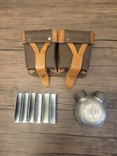 Original Soviet Mosin-Nagant Ammo Pouch and Stripper Clips with Oil Bottle Used picture