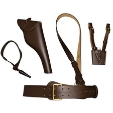 SAM Browne Belt+Shoulder Strap,GUN Holster,SWORD Frog & Knot BROWN LEATHER ADULT