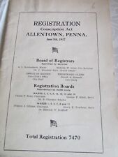 WW1US Army  Allentown PA Conscription Act Report 1917 picture