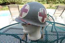 Original WWII Fixed Bale Front Seam M-1 Medic Helmet picture