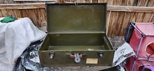 Vintage Army Military Foot Locker Wood Metal 1940s Trunk Chest Storage Green WW2 picture