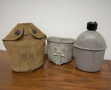 ORIGINAL WWII US ARMY CANTEEN, CUP & COVER - WW2 US MILITARY - 1942 1944 - KHAKI picture
