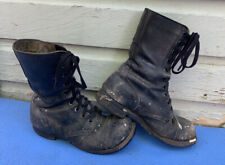 VTG 1950s 60s US Army Black Cap Toe Combat Jump Boots 7W BF Goodrich NAMED Biker picture