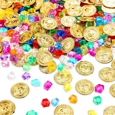 Pirate treasure party favors 200 pc fake gold coins gems set bulk classroom