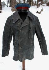 ORIGINAL NKVD НКВД OGPU CHEKA BLACK LEATHER JACKET COAT STALIN ERA USSR 1930s