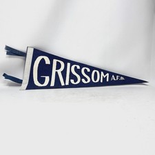 Vintage Grissom AFB Indiana Military Felt Pennant Blue White Souvenir 18 Inch