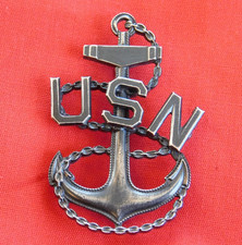 A+ Pre WWII US Navy CPO Hat Badge Pin Sterling Meyer USN Chief Petty Officer