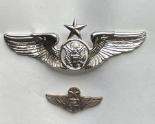 USAF Air Force Wings Badges Lot of 2 3” polished 1.5” bronze tone Vietnam era