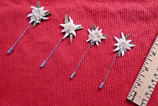 REAL Edelweiss Flower Lapel Pin Hat Pin Stainless Gebirgsjager Germany WW2 NEW picture