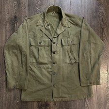 Vintage WWII 1940s 13 Star HBT Herringbone Fatigue Twill Stencil Shirt Jacket 38