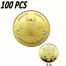 100PCS Masonic Coin Freemason Pyramid Gold Plated Gold Gift Souvenir picture