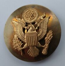 Authentic W W 2 U.S. Army Enlisted Hat Cap Badge Insignia Eagle Button Round  picture
