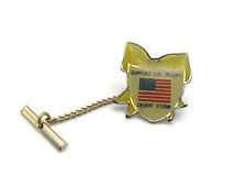 Desert Storm Pin & Chain Support Our Troops Flag & Yellow Ribbon Gold Tone picture