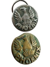 Antique Phoenix Buttons Haiti Trade Military Brass Silver 1830s Lot of 2