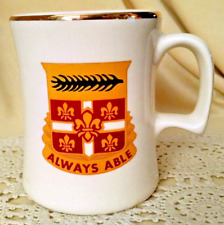 US ARMY 709TH SUPPORT BATTALION MUG ALWAYS ABLE VULCAN EBSCO IND GOLD DINER CUP. picture