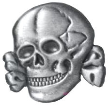 Skull and Bones pin, 1.25 inch hat/lapel pin, Antique Silver over Zinc picture