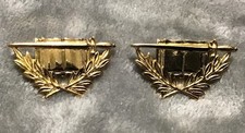 US Army Officer Branch Staff Specialist Corps Badge Insignia Shiny Metal Pair