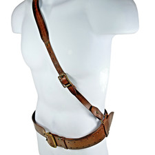 Vintage Soviet Army Officer Leather Portupee Belt Shoulder Strap Karl Marx Stamp