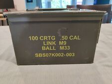 Vintage US Military Metal Ammo Box Can 100 CRTG 50 Cal M9 Artillery Cartridges picture