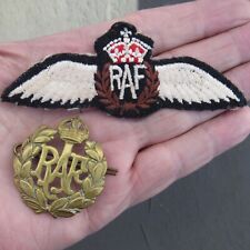 Original WW2 British Royal Air Force RAF Pilots Wing and  Brass Cap Badge picture