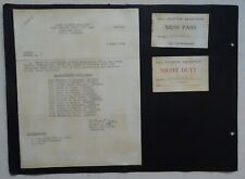 WWII Scrapbook Page 532nd Fighter Squadron MESS PASS & NIGHT DUTY CARD Dover DE picture