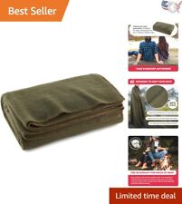 Military-Style Fire-Retardant Wool Blanket, Olive Green, 66