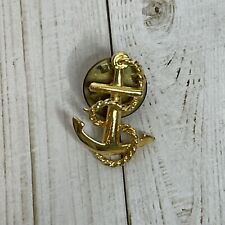 Vintage US Navy Fouled Anchor Gold Tone Hat Crest Pin Midshipman 1