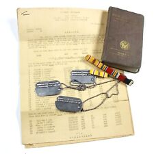 WW2 96TH INFANTRY DOG TAGS PINS IDENTIFICATION DOCUMENTS NEW TESTAMENT GROUPING picture